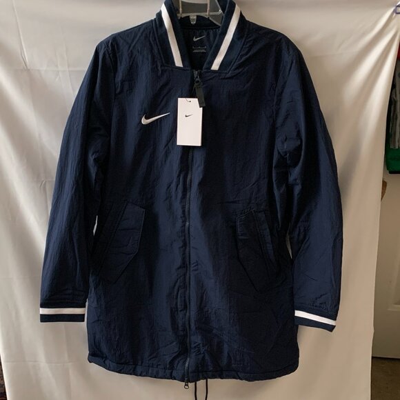 NIKE Dugout Long Full Zip Parka Jacket in Navy/White Sz MEDIUM - Picture 1 of 5